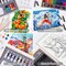 Painting and drawing set professionally, this 85-piece art set includes a built-in wooden easel, two drawing pads, and art supplies in a portable wooden case.